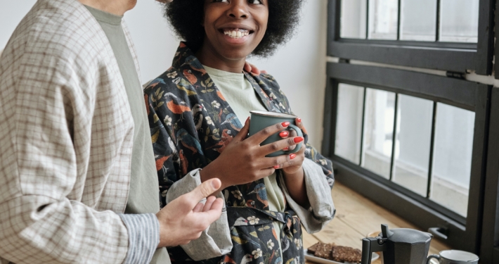 Happy couple in kitchen